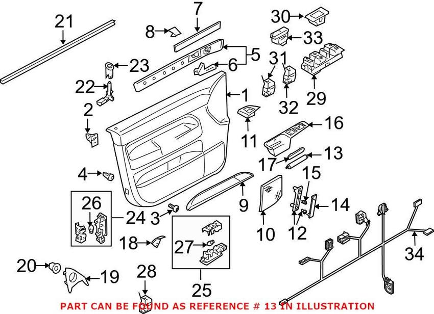 VW Interior Door Handle - Front Driver Side 7L6867161B20X